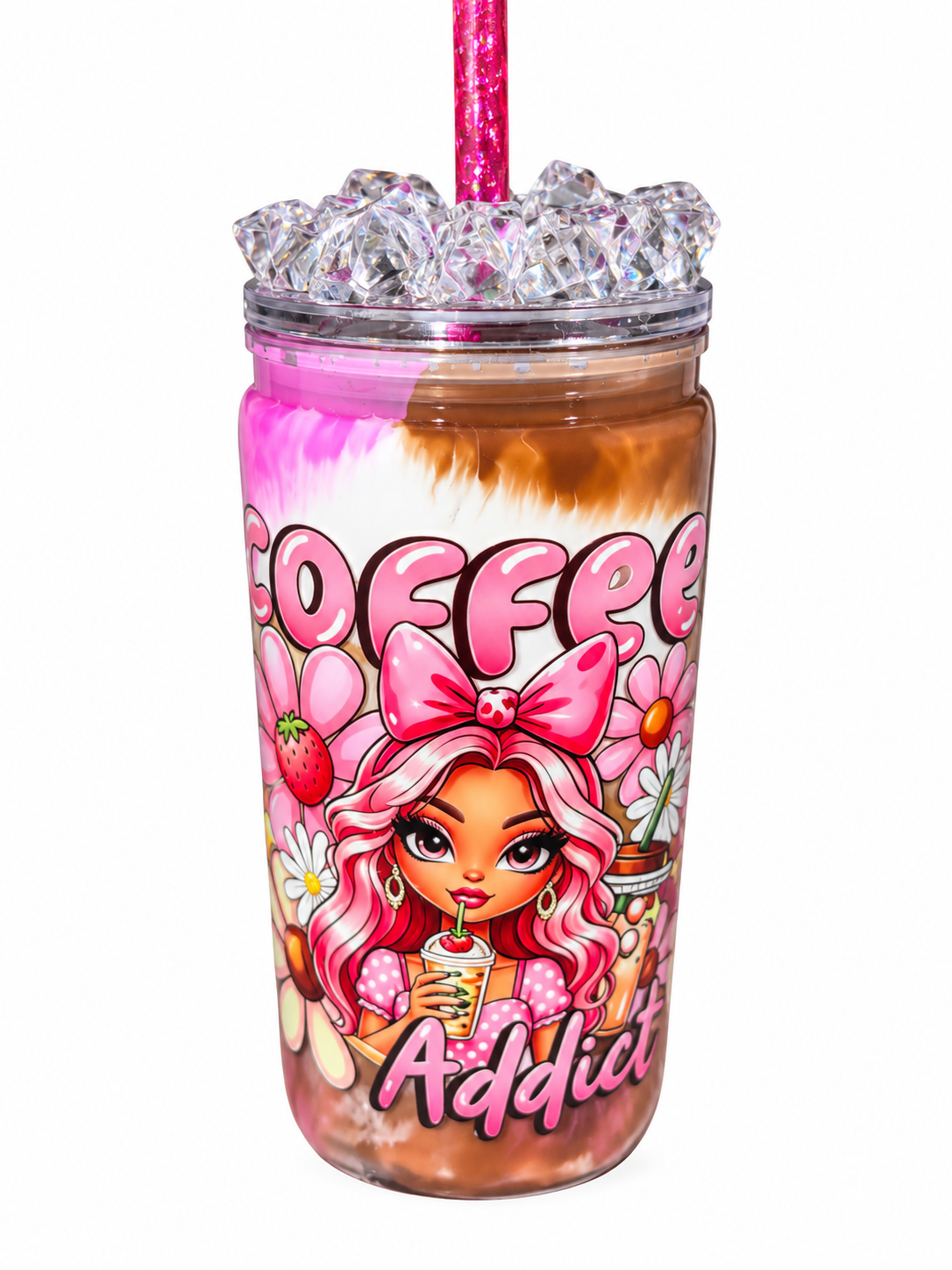 Coffee Addict Paint Tumbler with Ice Lid
