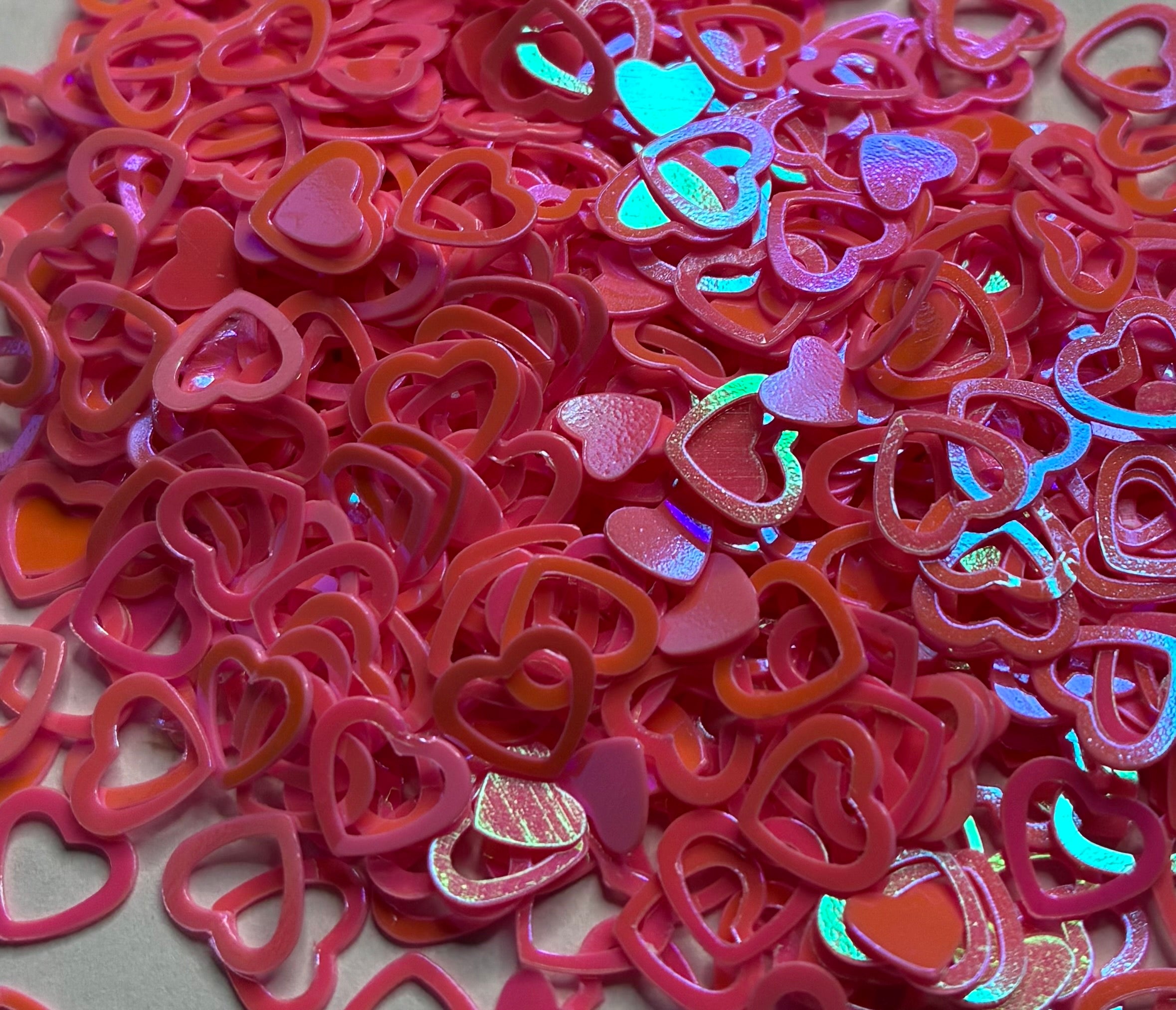 Hot pink full and open hearts