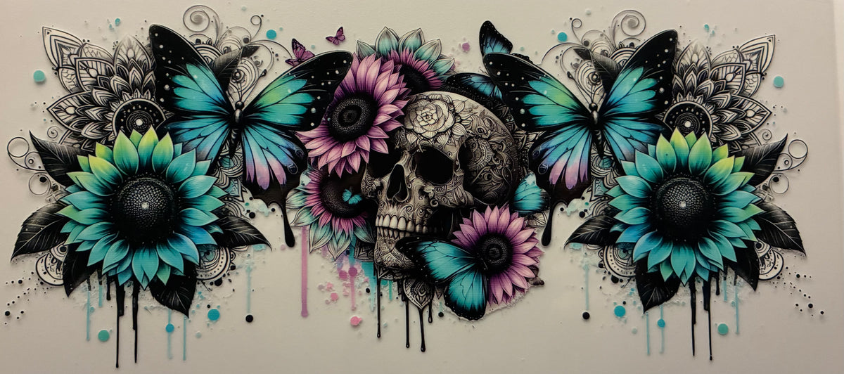 Skull, Flowers and Butterflies