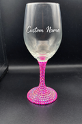 Custom Name Rhinestone Stemmed Wine Glass Keepsake