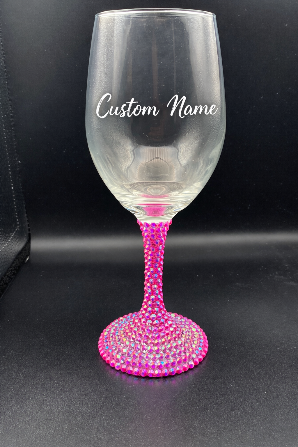 Custom Name Rhinestone Stemmed Wine Glass Keepsake